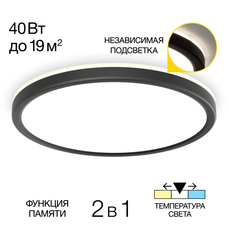 Светильник накладной 40*2,5 см, 40W*Мульти CL738321VL Бейсик Лайн Черный LED 