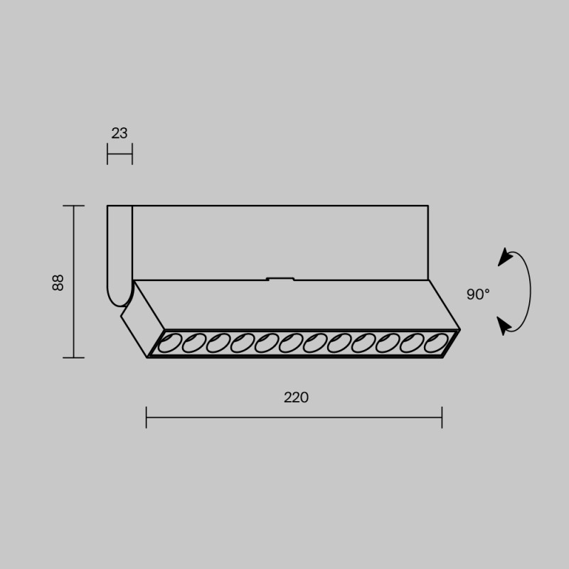Накладной светильник 22*2,3*8,8 см, LED, 12W, 3000К, Maytoni Technical Points Rot C136CL-12W3K-W белый