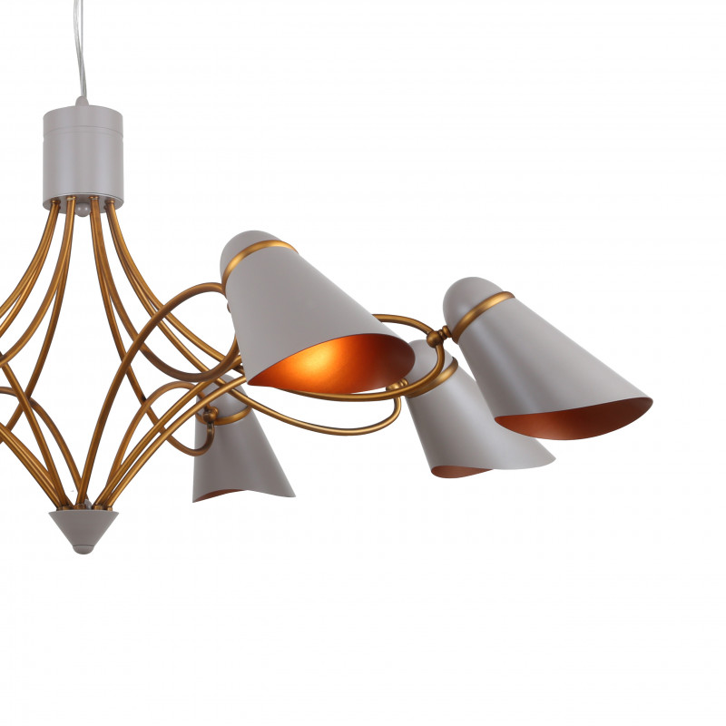 Подвесная люстра Favourite Lovato 2666-8P, D1000*H550/1040, латунь, плафоны темно-серого цвета