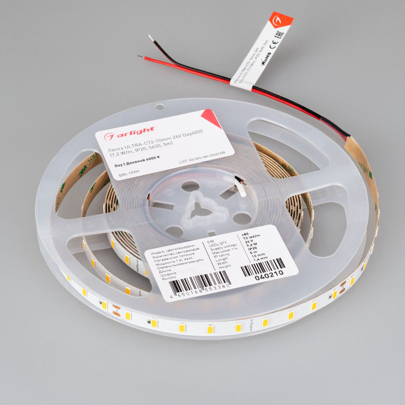 Лента ULTRA-C72-10mm 24V Day4000 (7.2 W/m, IP20, 5630, 5m) (Arlight, высок.эфф.200 лм/Вт) 040210. Цена указана за 5 метров. Продается кратно 5 метрам.