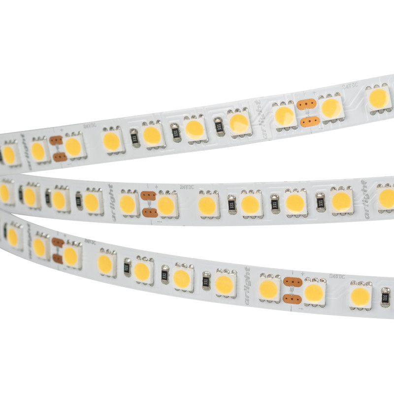 Лента RT-B96-10mm 24V Warm3500 (23 W/m, IP20, 5060, 5m) (Arlight, Открытый) 040603. Цена указана за 5 метров. Продается кратно 5 метрам.