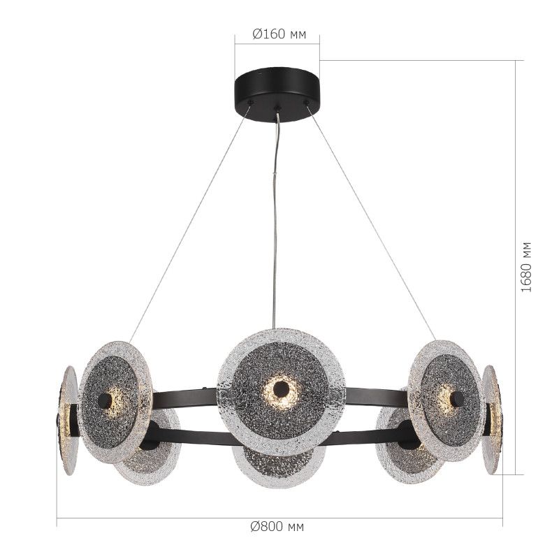 Подвесная люстра 80*150 см, 1*LED*44W, 4000K, ST-Luce Alumno SL6142.443.01, черный