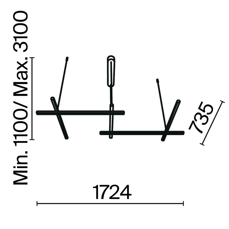 Подвесной светильник 121,4*54,3*310 см, LED, 80W, 3000К, Maytoni Radiance MOD278PL-L86G3K1 золото матовое