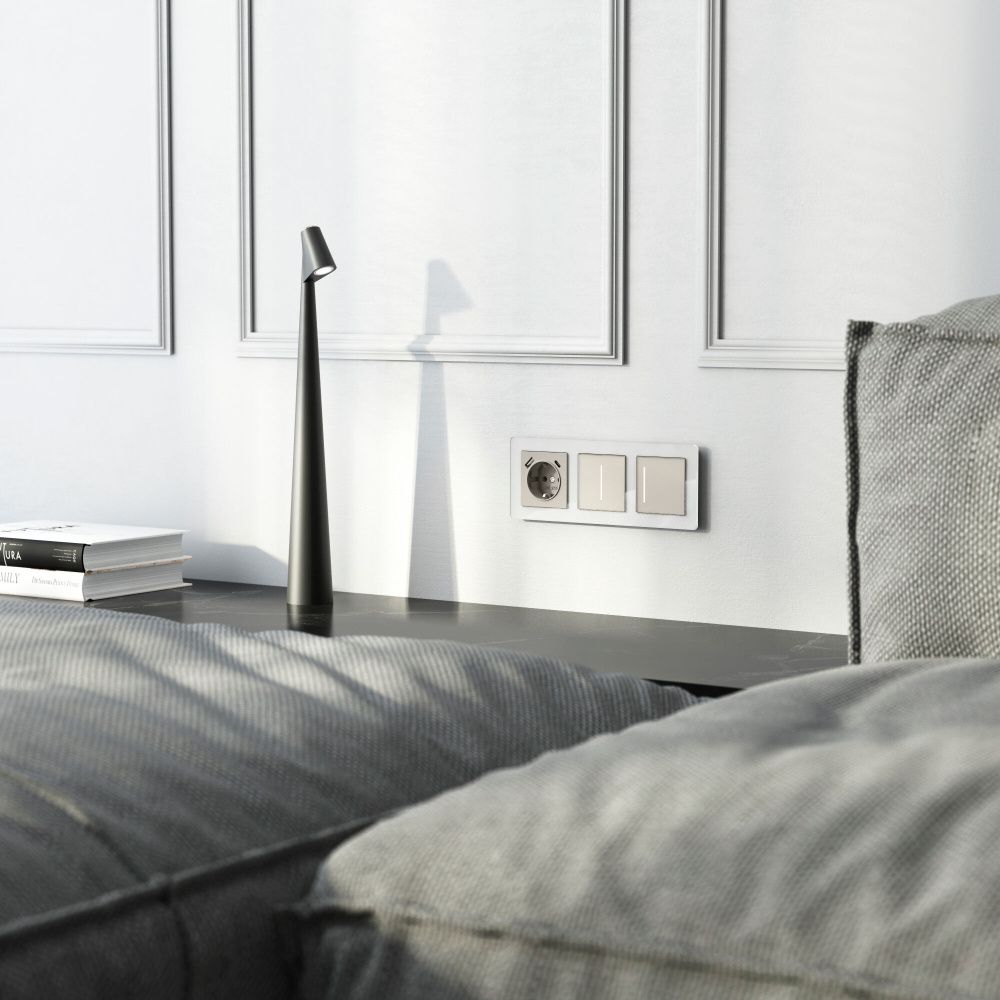 W4512014 Сенсорный выключатель одноклавишный с подсветкой, дымчатый Werkel, 4690389213854