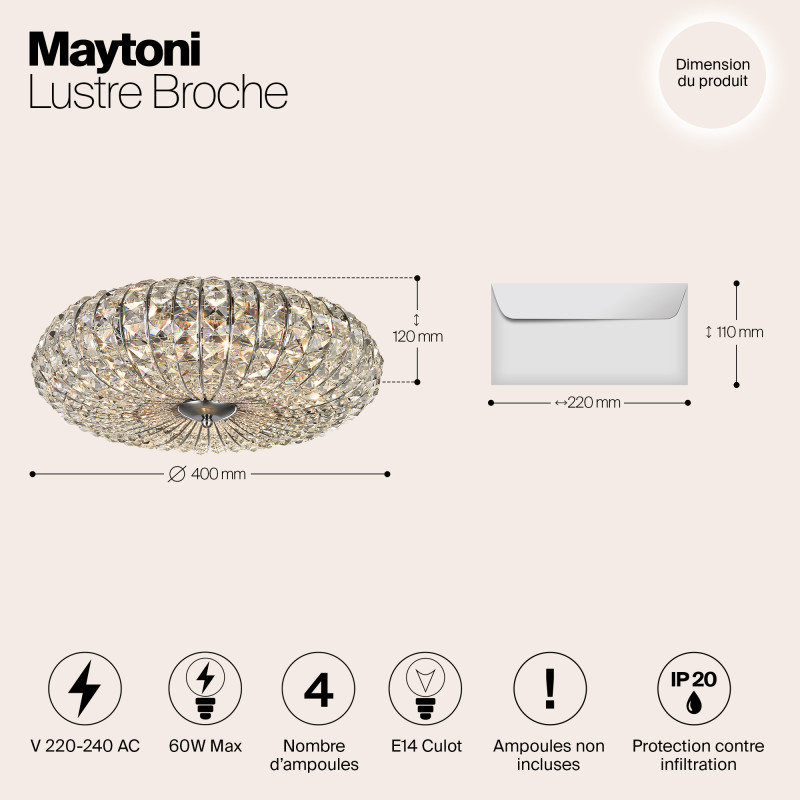 Люстра диаметр 40 см Maytoni Modern Broche DIA902-04-N никель