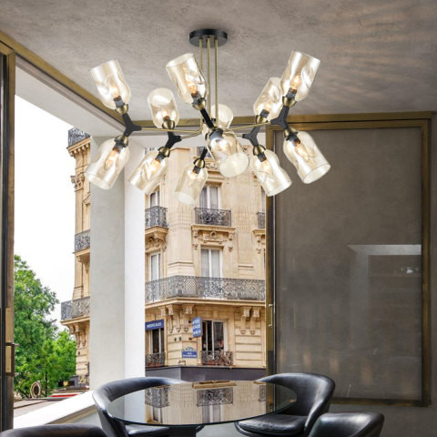 Потолочная люстра  90*102 см, 12*E14 черный, золото Vele Luce Sereno VL2194L12