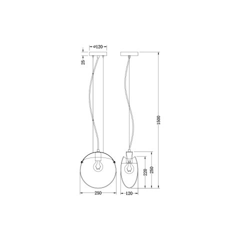 Подвесной светильник 12*25*150 см, 1*E27 хром Vele Luce Dialma VL5183P11