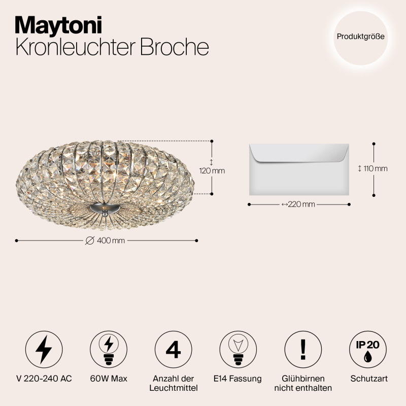 Люстра диаметр 40 см Maytoni Modern Broche DIA902-04-N никель