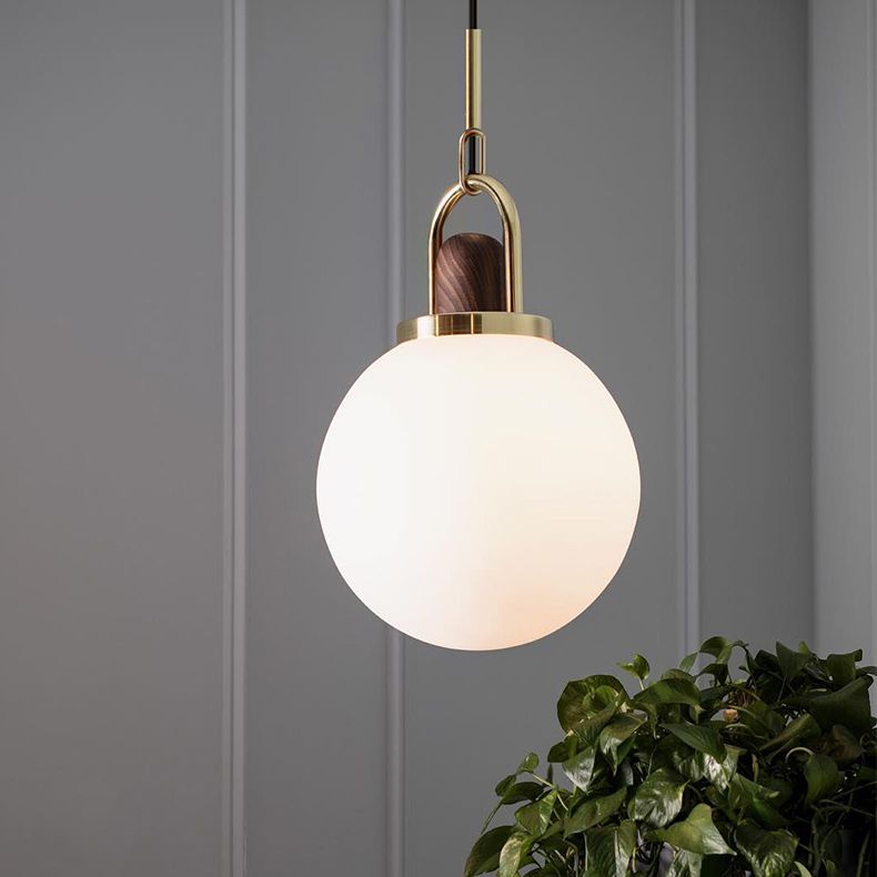 Подвесной светильник Arc Globe Полусфера D30 30*30*250 см, 1*E27*60W, ImperiumLoft 101295-26, Латунь, Дерево
