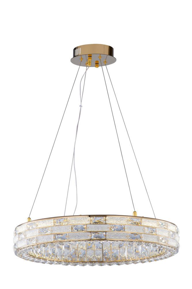 Люстра Ø600 x H120(1120), мм, 60W 4000K, GOLD+CLEAR (Золото + Прозрачный Хрусталь) NewRgy 6014E/60W GOLD+CLEAR