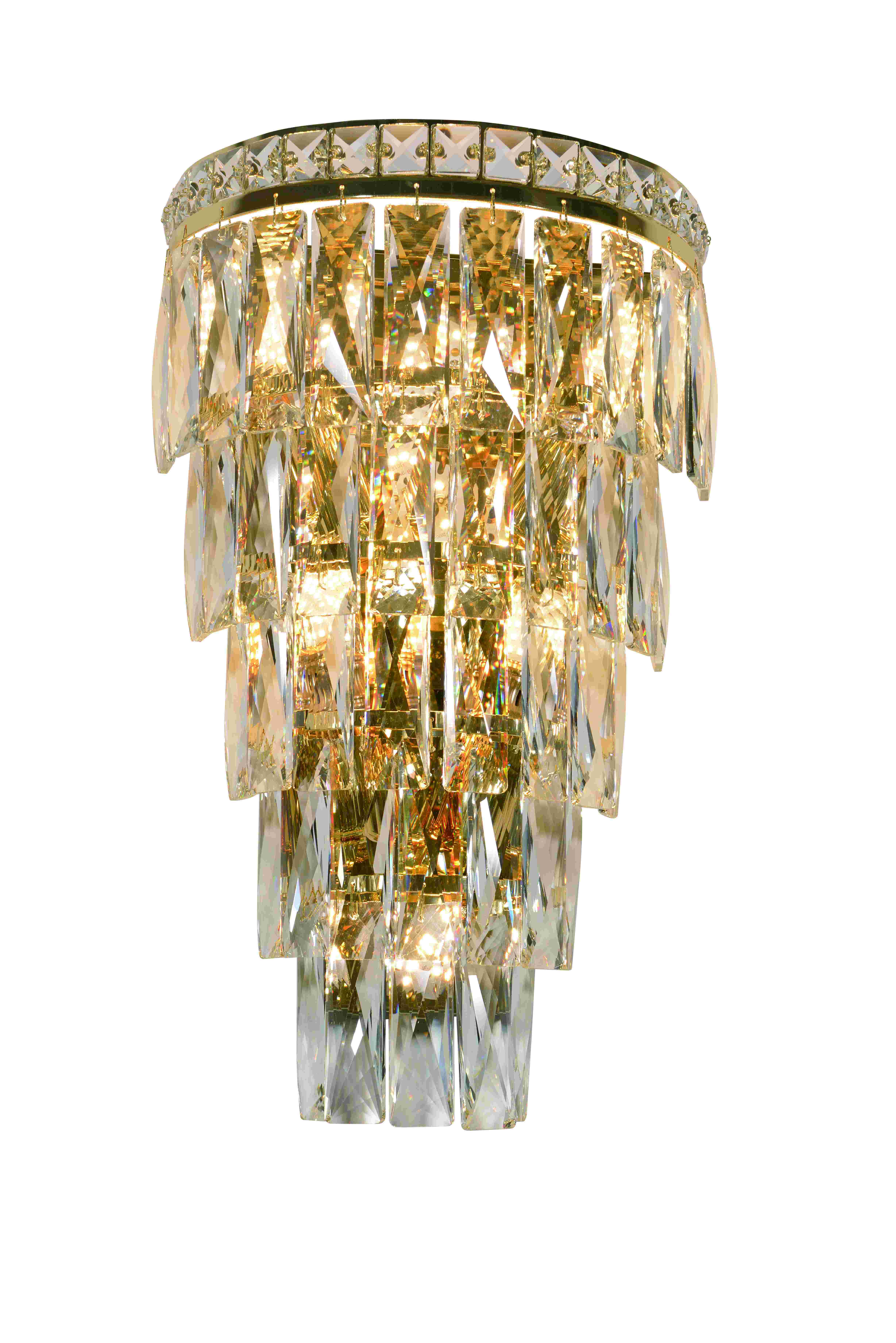 Бра 260*160*450, 4+3*E14+Led, 40W NewRgy Cristallo W2785E/4+3A GOLD+CLEAR, Золото+прозрачный