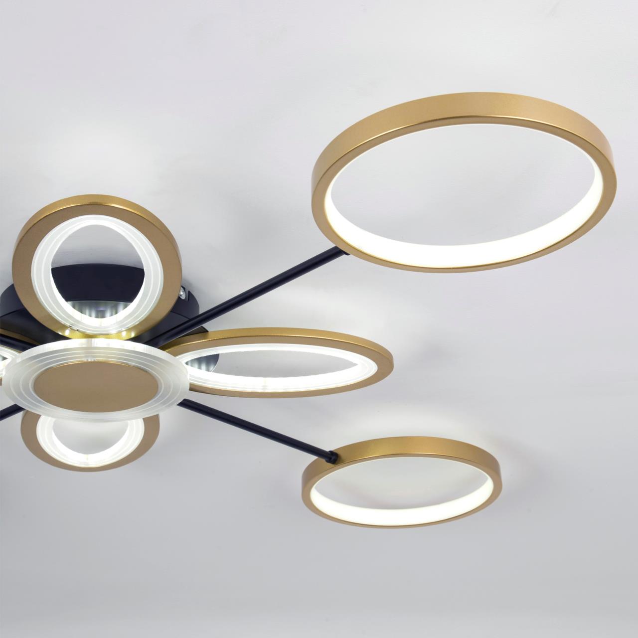 Светильник 108*108*8 см, LED 70W, 3000 / 6000K, Золото LED4U L3105-8