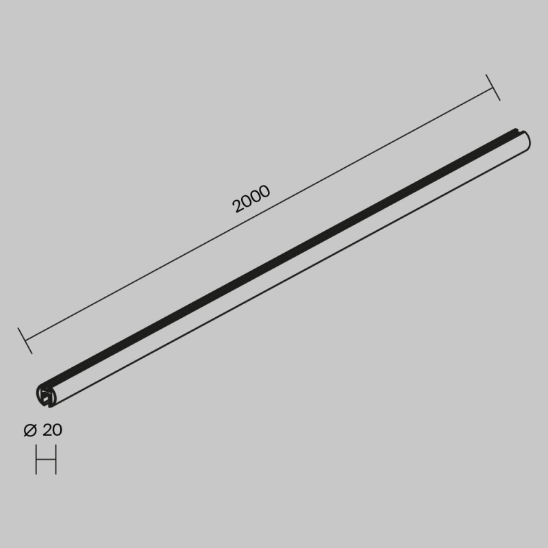 Шинопровод накладной/подвесной для трековых светильников 200*2*2 см, Maytoni Technical  Busbar trunkings Levity TRX184-R-112B черный