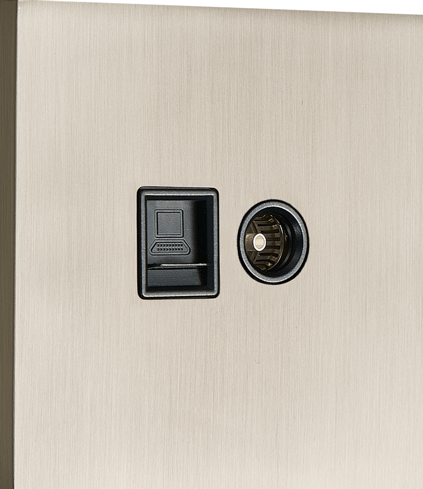 Donel N96 Комбинированая розетка TV + RJ45 (двойная) cat.6/ClassE, Никель, серия DT, DT306NB