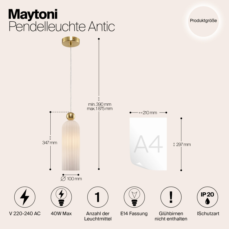 Светильник 10 см, Maytoni Antic MOD302PL-01W, латунь
