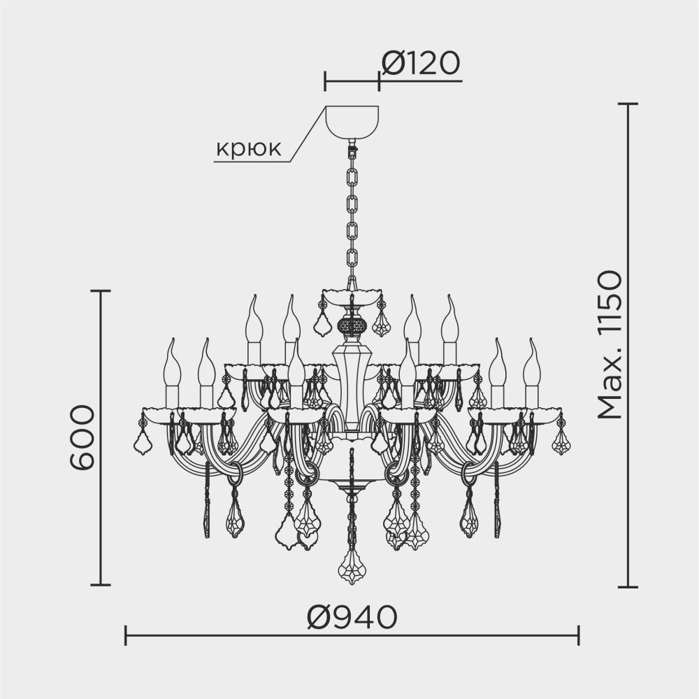 Подвесная люстра 94*94*115 см, Е14 15x40W, , Золото MODELUX premium ML.7151.15P