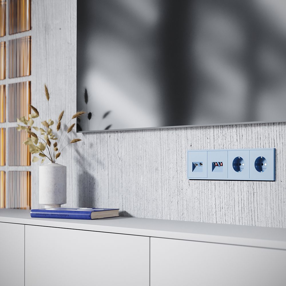 Накладка для розетки TV+RJ45 кат. 6, S70, деним Voltum VLS002715