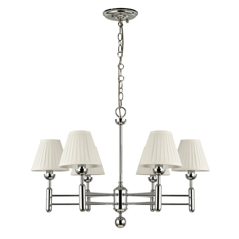 Подвесная люстра Favourite Avangard 2952-6P, D750*H510/1510, хром, плафоны из белой ткани