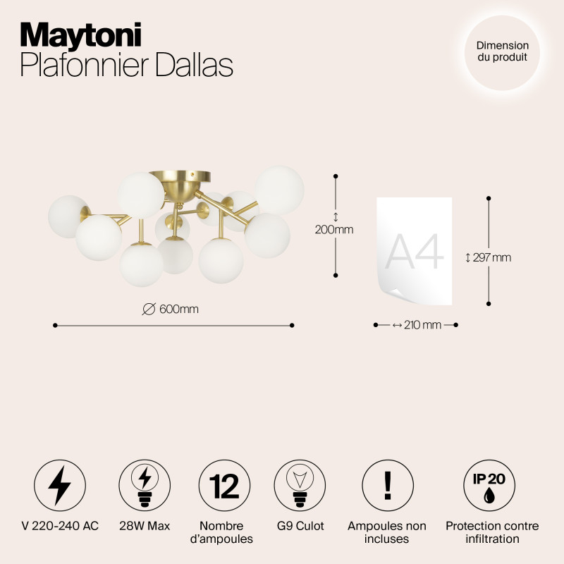 Светильник 60 см, Maytoni MOD545CL-12BS, золото
