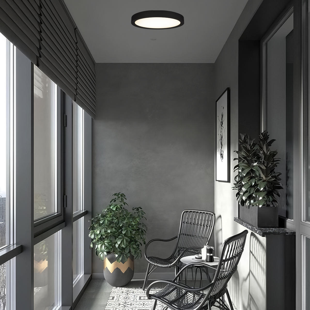 Потолочный светильник 30*3 см, 1*LED*24W 4000K черный LOFT IT Extraslim 10227/24 Black