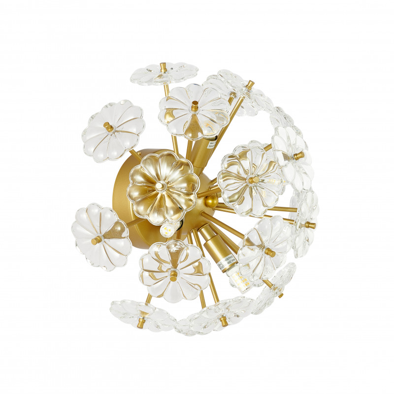 Бра Favourite Pienene 2620-4W, D220*W320*H320, Каркас золотого цвета, декоративные элементы из прозрачного стекла