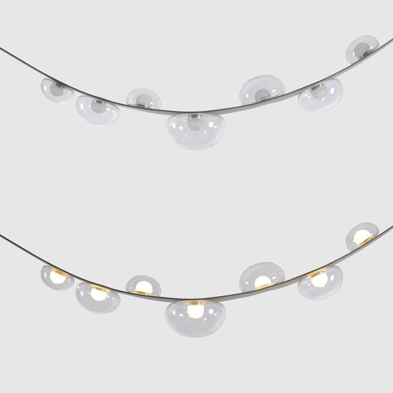 Светильник подвесной 304*8*9,5 см, LED 7*5W 3000K Crystal Lux BOSQUE SP7 L3000 GREY/TRANSPARENT серый