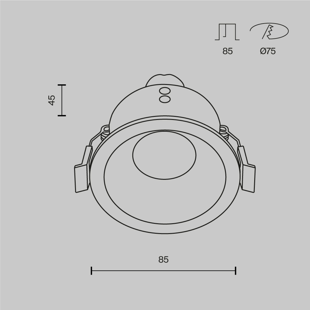 Встраиваемый светильник *8,5*-4,5 см, 1*GU10*10W, Maytoni Technical Zoom DL032-2-01B-1(N), Черный
