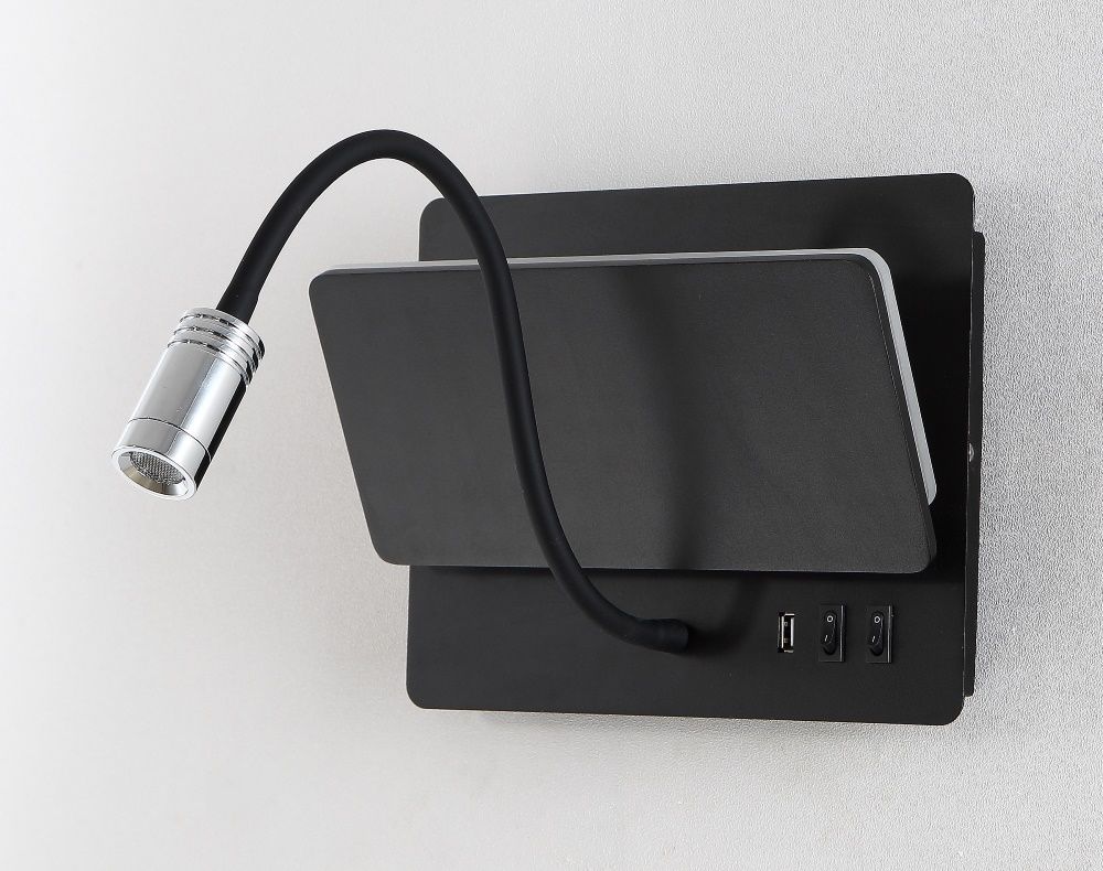 Бра 25**20-20 см, *LED*3/6/9W, 3000K, Crystal Lux Duo CLT 226W250USB BL, Черный