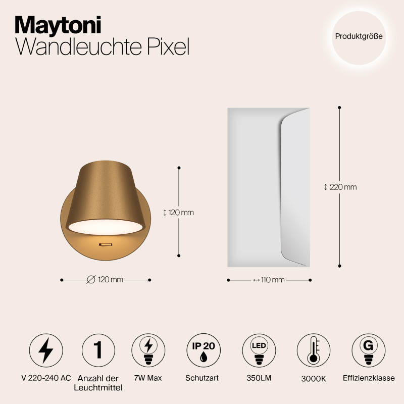 Светильник 12 см, Maytoni MOD421WL-L6BS3K, золото