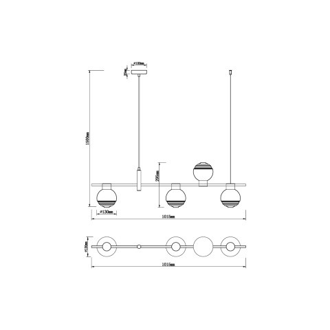 Подвесной светильник 13*102*150 см, 4*G9 черный Vele Luce Capriccio VL5882P04