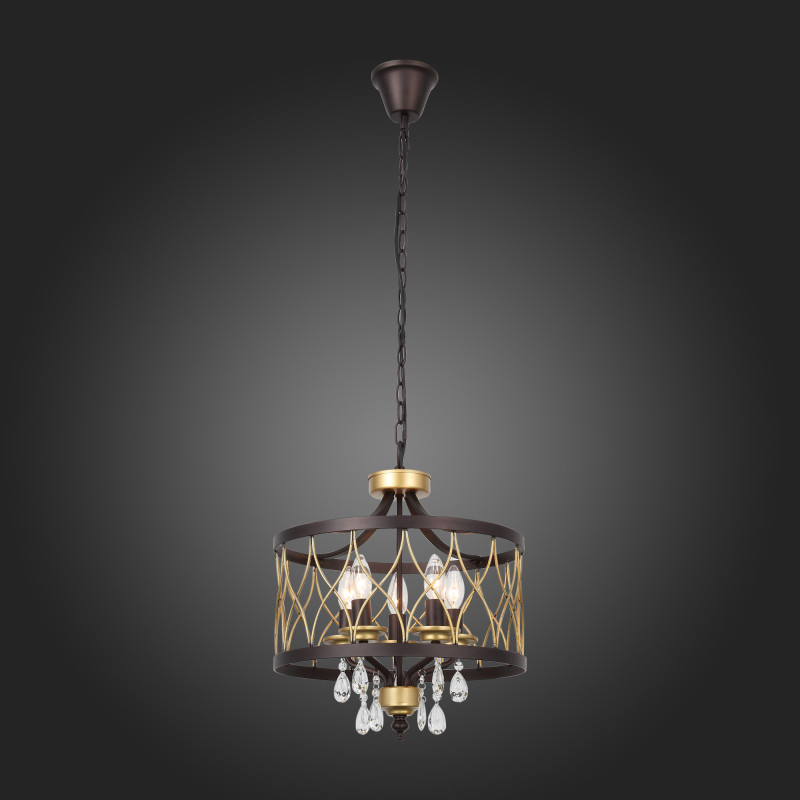 Люстра подвесная 40 см, 300W, ST LUCE GRASSО SL789.423.05 Темный кофе, Золото