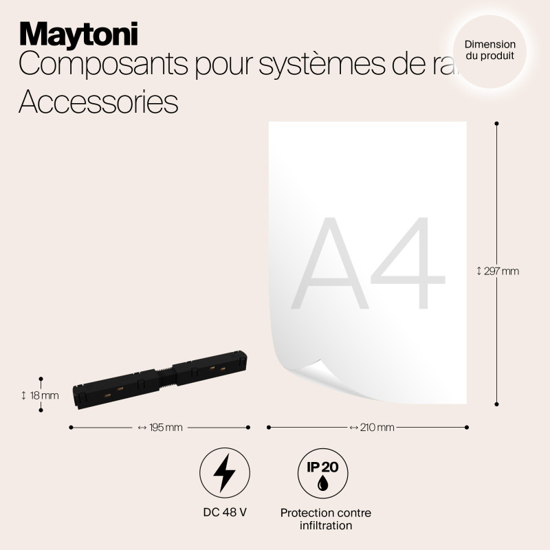 Коннектор питания прямой Maytoni Technical Magnetic track system S35 TRA004PC-22B черныйIP 20