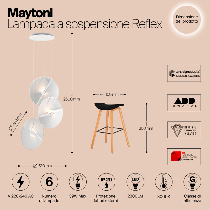 Подвесной светодиодный светильник Maytoni Reflex MOD154PL-L6W3K1