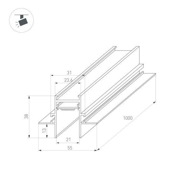 Шинопровод Arlight 036121 100,3*5,5*3,8 см.