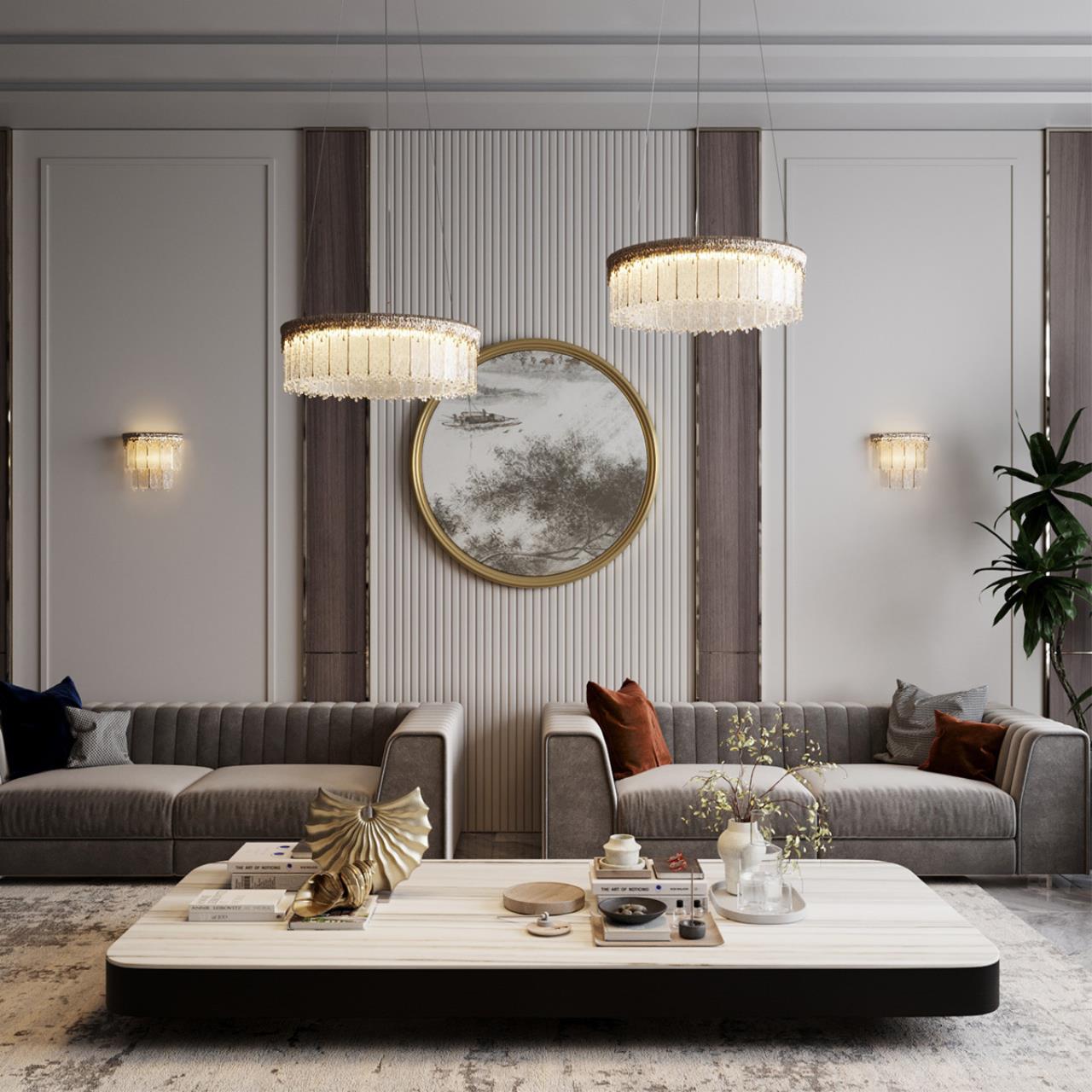 Люстра 60 см, LED*80W, 3700К, 6796lm Odeon Light Cleo 5091/80L, золотой