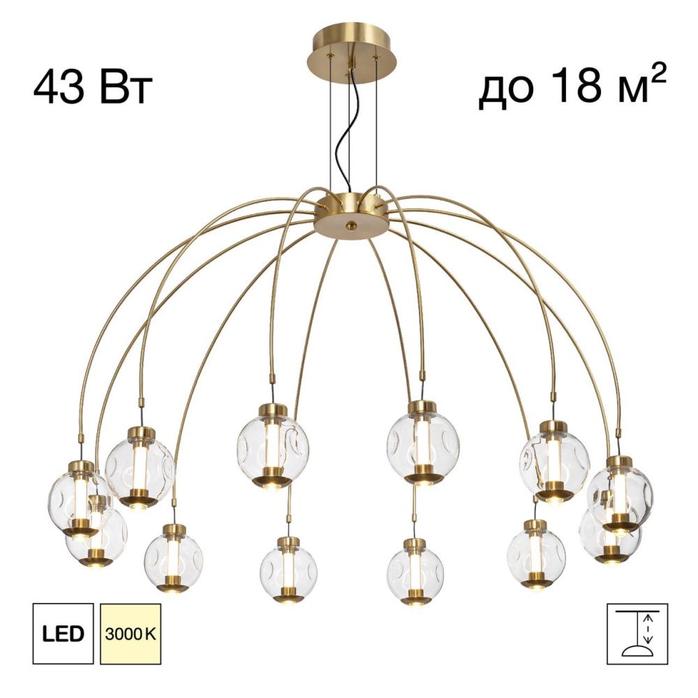 Люстра подвесная *100*100-155 см, *LED*43W, 3000K, Citilux Noona CL251190, Бронза