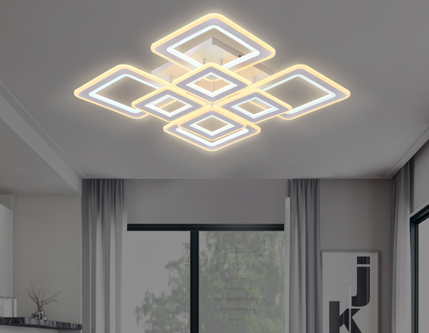 Светильник 82*82*12 см,  200W, 3000К, белый Ambrella Acrylica Original FA868