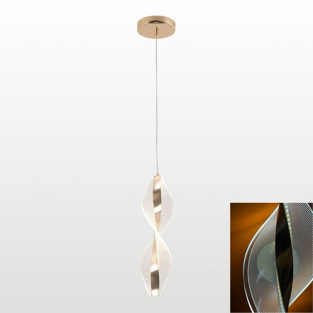 Подвесной светильник 12 см, 7W, 4000K, Lussole Benton LSP-7343, золото, LED сеточка