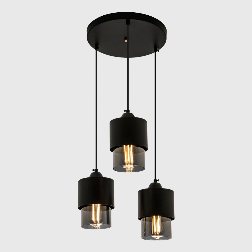 Подвесной светильник 34*34*80 см, Е 27 3x60W, Чёрный, Дымчатый MODEMODERN MD.0650.3R