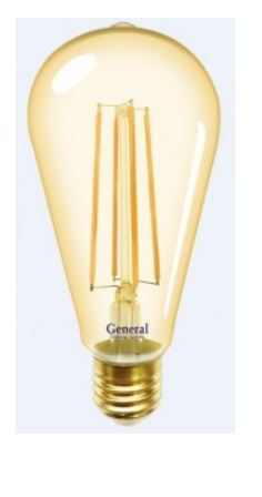Лампа General LOFT ST64S E27 13W 2700K 2K филамент золотая 655303 