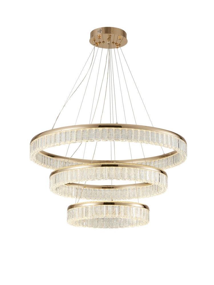 Люстра Ø800 (600) (400) x H80 (1500), мм, 472W 3000-6000K, FRENCH GOLD (ФРАНЦУЗСКОЕ ЗОЛОТО) NewRgy A23-ф800+600+400*H80 FRENCH GOLD