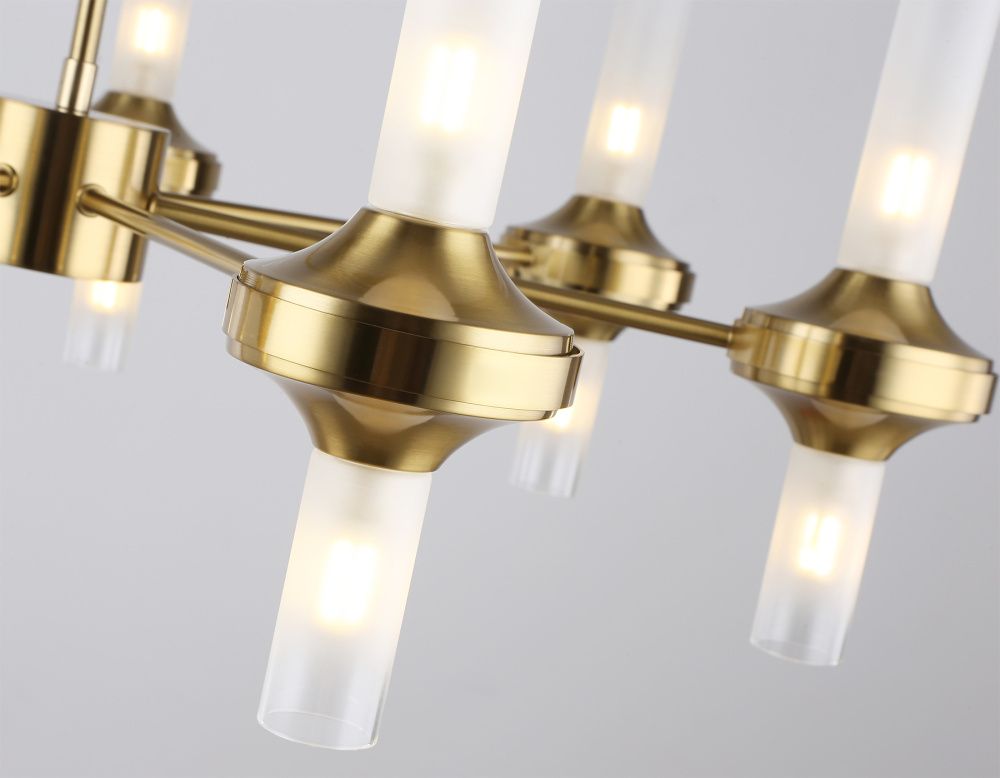 Люстра со стеклянными плафонами на штанге **69- см, 14*G9*30W, K, Ambrella Light High Light LH55360, латунь