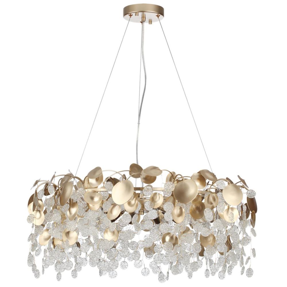 Люстра *70*63,5-133,5 см, 10*E14*40W, Odeon Light COINS 5104/10, золотистый/стекло