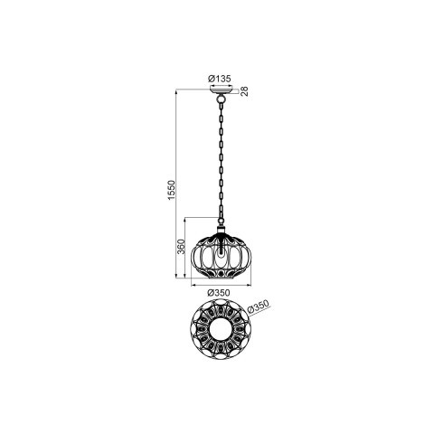 Подвесной светильник  35*155 см, 1*E27 коричневый, бронза Vele Luce Helen VL4266P21