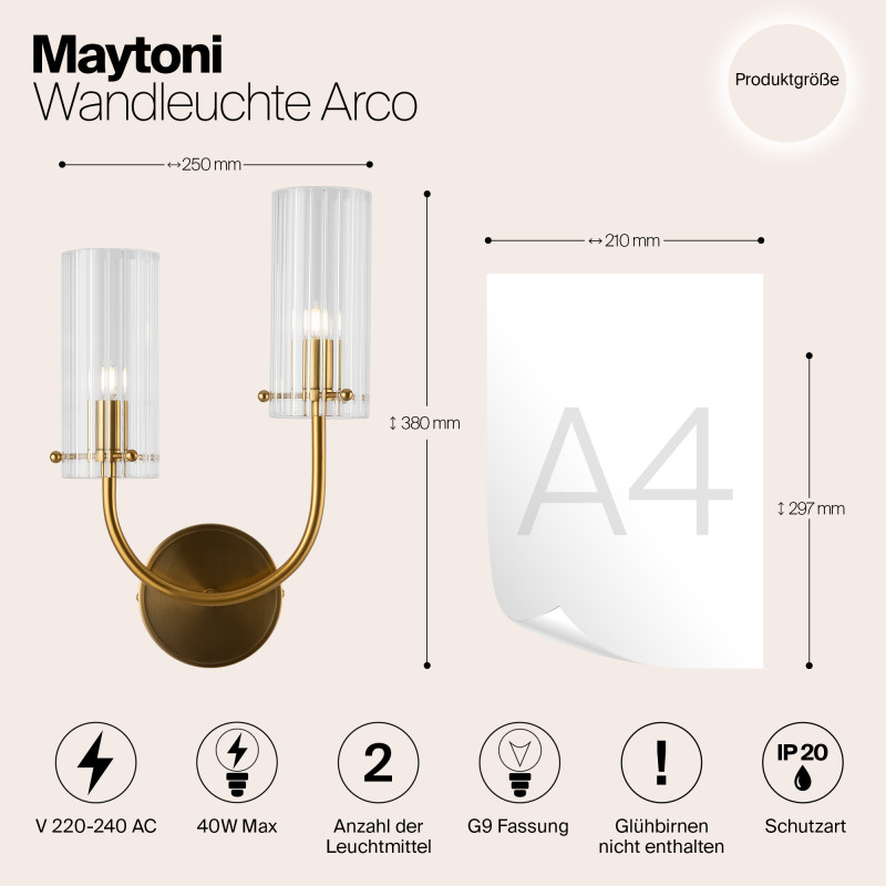 Бра Maytoni Neoclassic Arco MOD223WL-02BS1, латунь