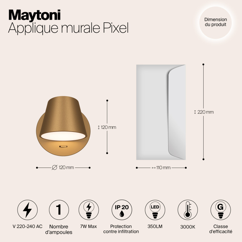 Светильник 12 см, Maytoni MOD421WL-L6BS3K, золото