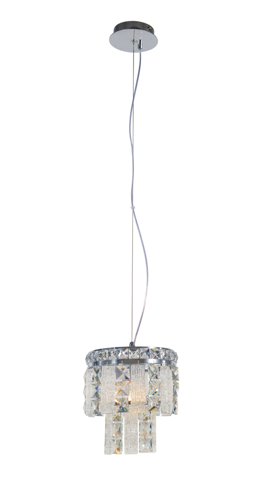 Люстра Ø200 x H250(1250), мм, 1*40W, CHROME+CL (Хром + Прозрачный Хрусталь) NewRgy 2894R/1 CHROME+CLEAR