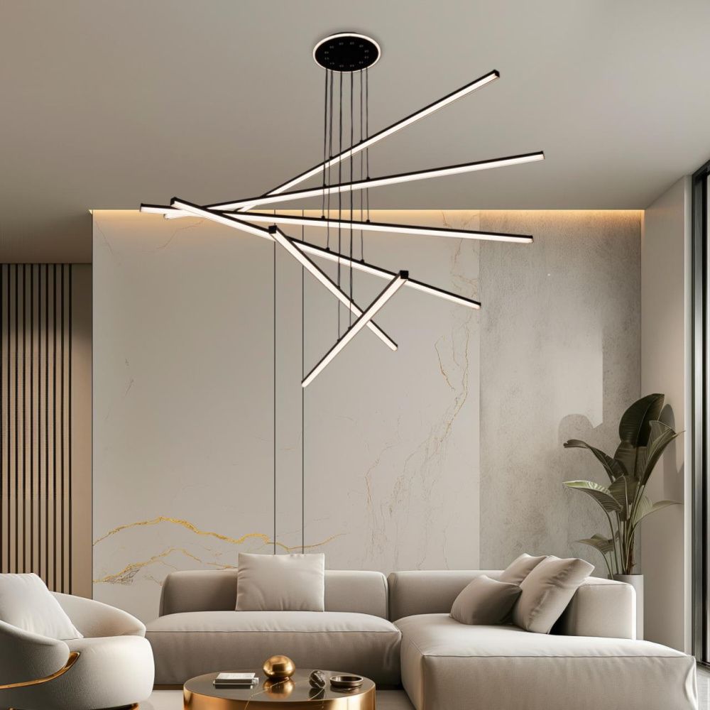 Люстра подвесная 120*21-130 см, LED 200W, 3000-5500K, 18000Lm, 27 м2 Citilux Trent CL203761  с пультом черный матовый