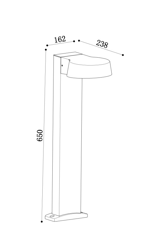 Садово-парковый светильник 23,8*16,2*65 см, LED, 12W, 3000К, Maytoni SHARE O443FL-L12GF3K серый