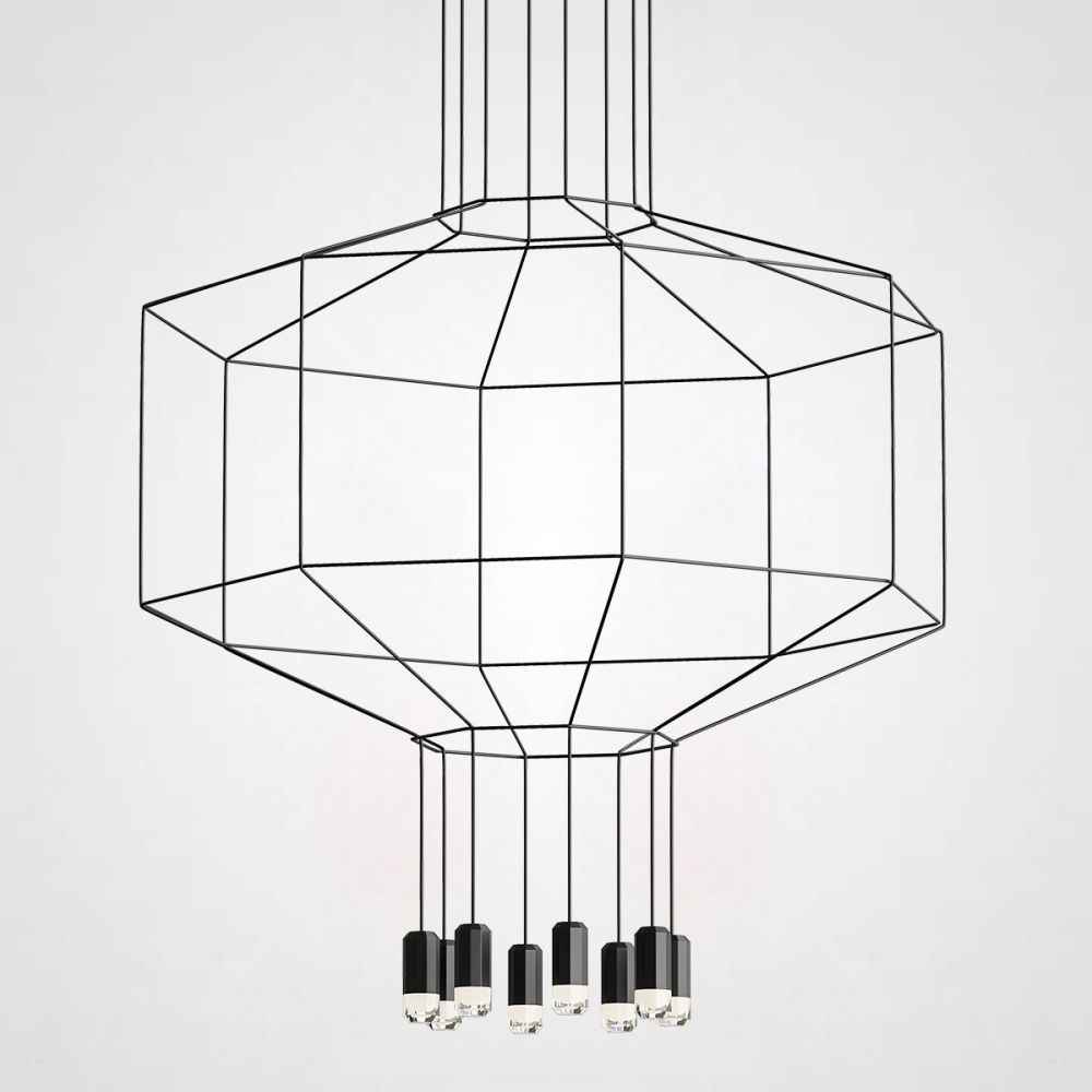 Подвесной светильник Via Wireflow polyhedral 0299 Octagonal 85*85*500 см, 8*G9*20W, ImperiumLoft Via01, Чёрный